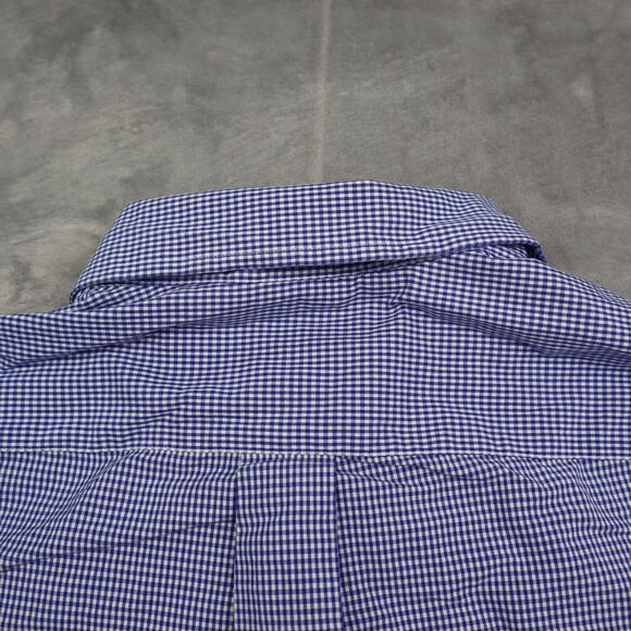 Roundtree Yorke Shirt Mens L Blue Checkered Button Down Long Sleeve Collared Top - Picture 14 of 16